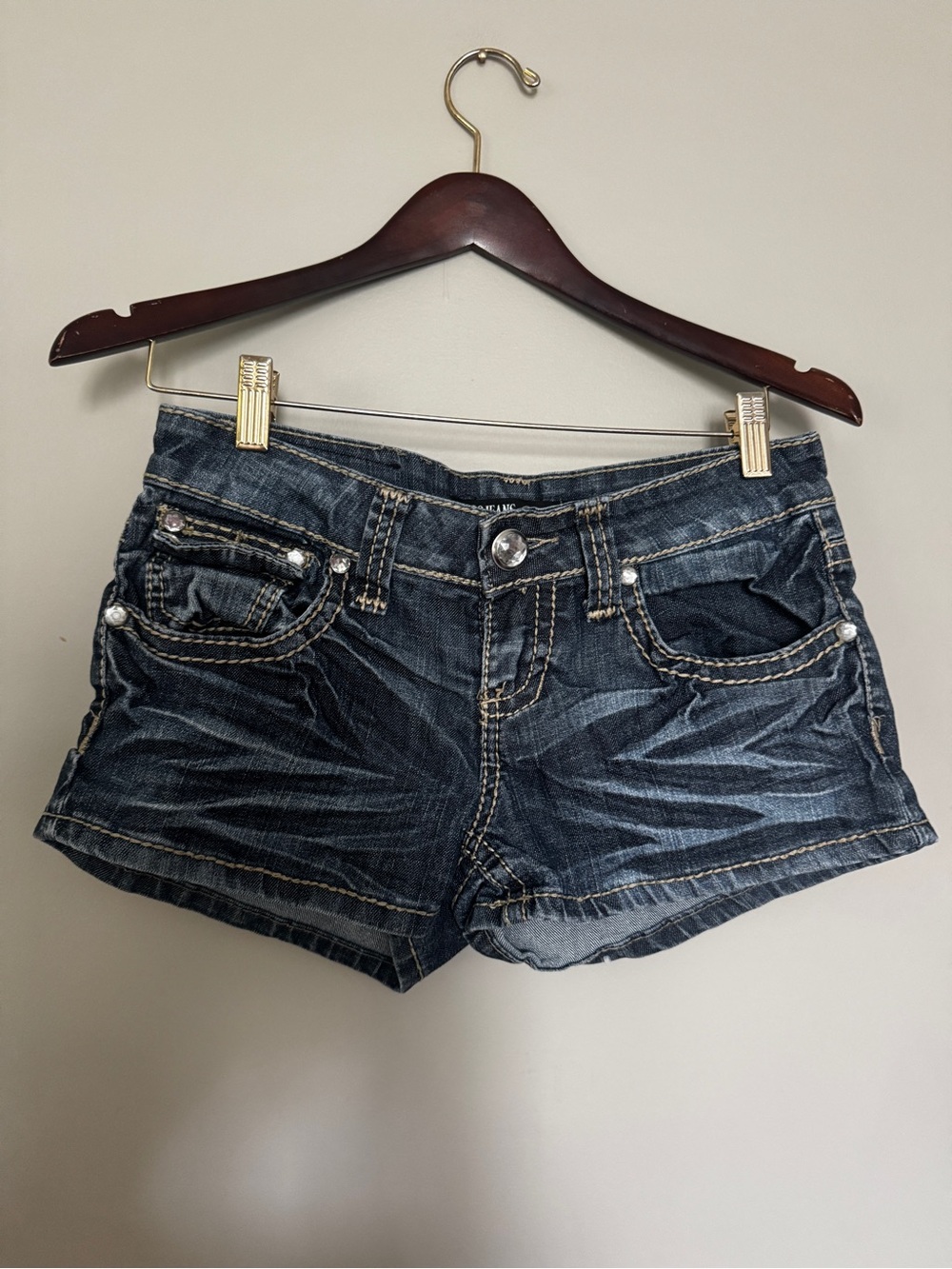 Women's Dark Blue Denim Jean Shorts Y2K
